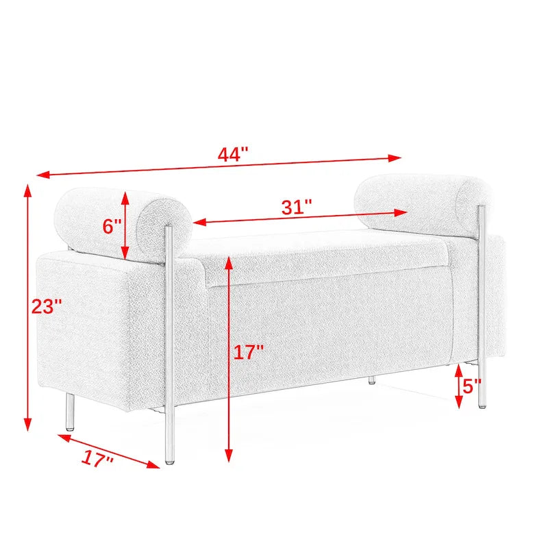 Panca ottomana contenitore imbottita in velluto verde con gambe in metallo dorato