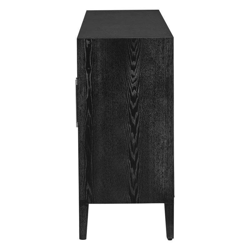 Floor Storage Cabinet with Tempered Glass Doors and Adjustable Shelf