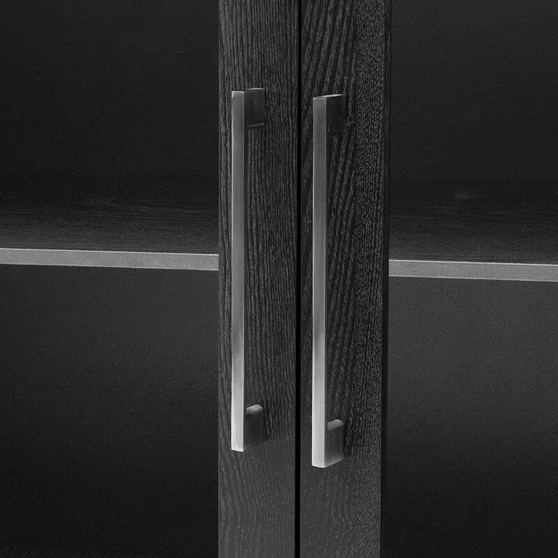 Meuble de rangement au sol avec portes en verre trempé et étagère réglable