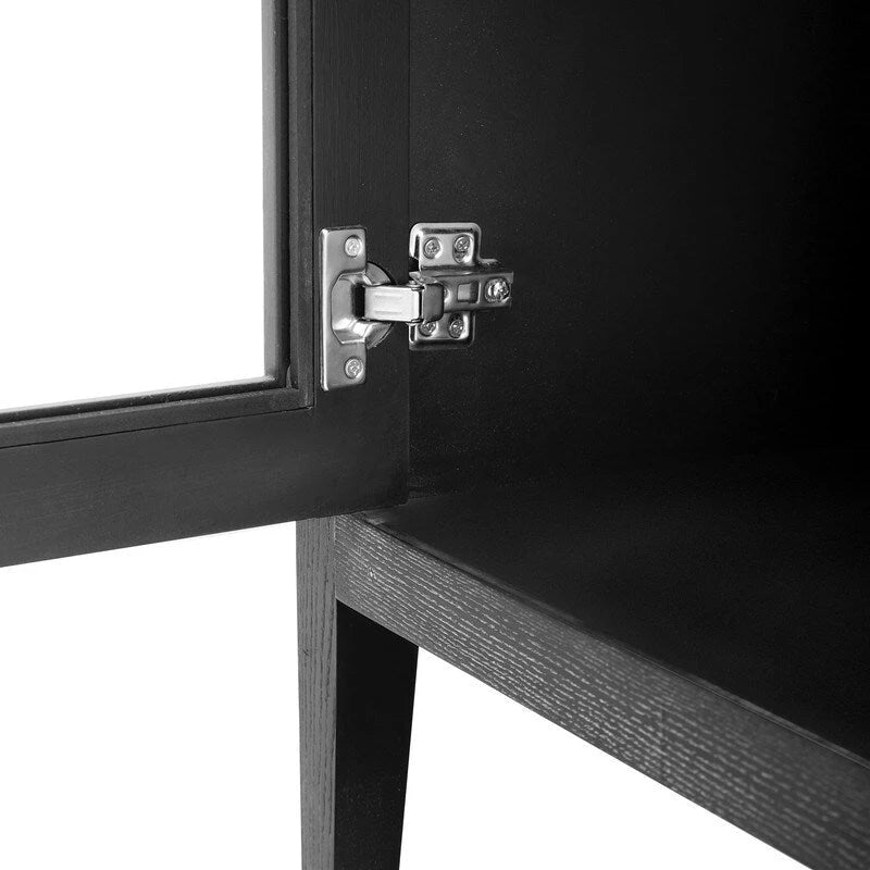 Meuble de rangement au sol avec portes en verre trempé et étagère réglable