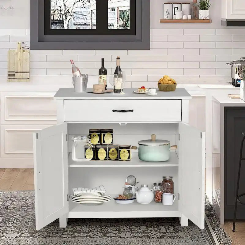 X-Pattern Farmhouse Storage Sideboard Cabinet with Drawer Double Doors