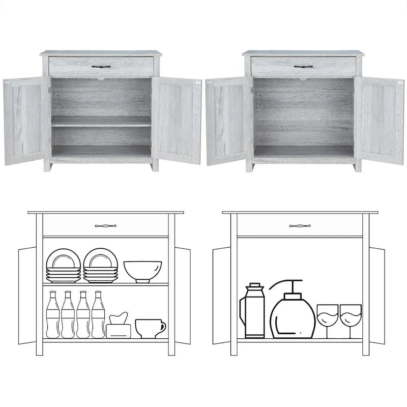 X-Pattern Farmhouse Storage Sideboard Cabinet with Drawer Double Doors