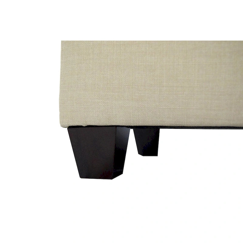 Banc à chaussures rembourré beige à capitonnage en losanges avec couvercle