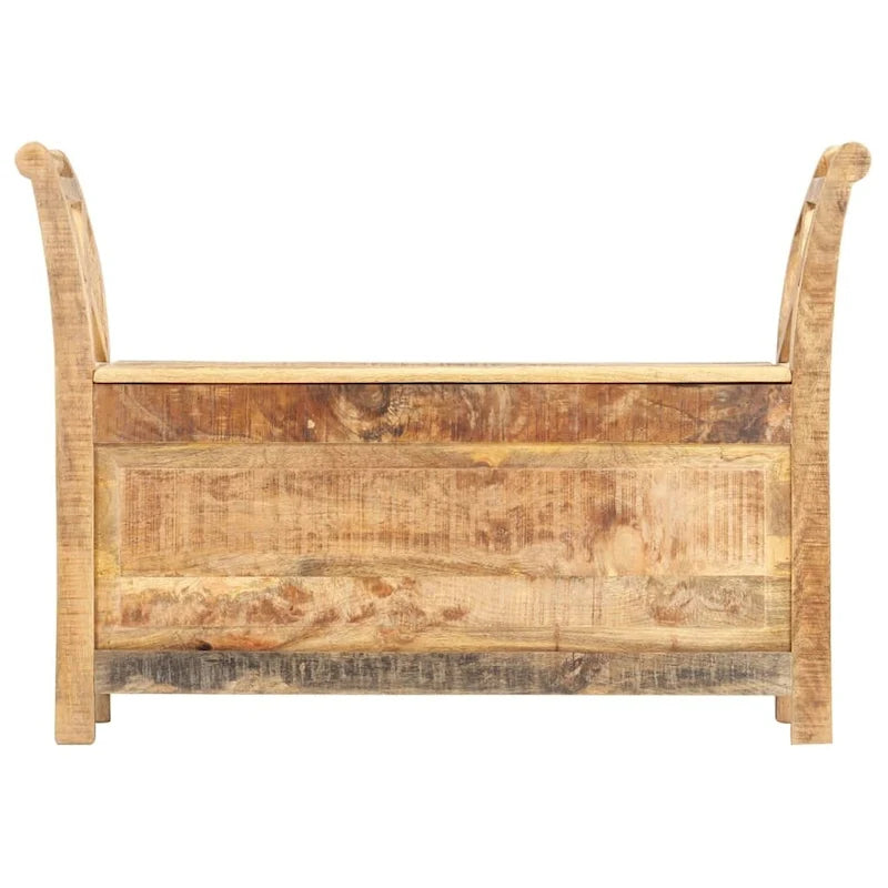 Solid Mango Wood Hall Bench with Storage and Cross Armrests Brown