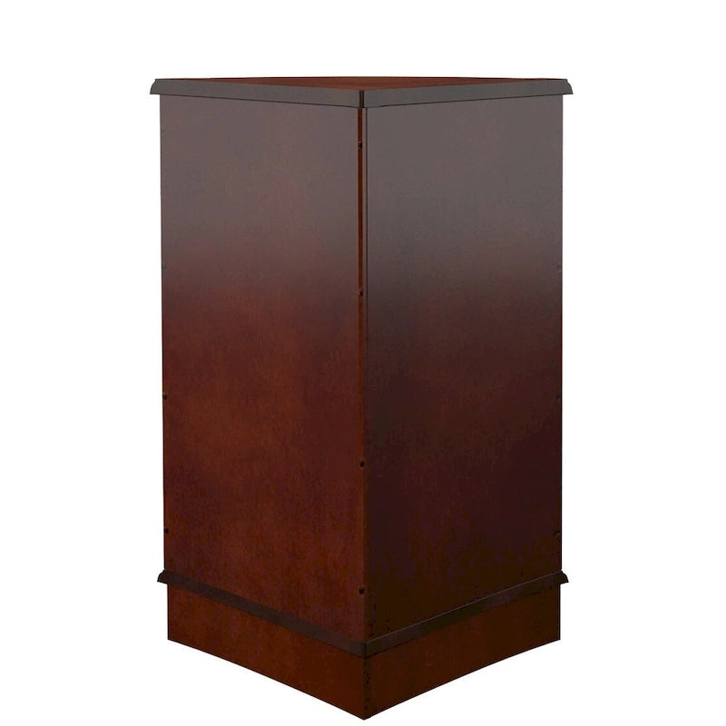Dunkelbrauner Eckschrank mit Akzentdesign, einer Tür und Stauraum aus Holzwerkstoff