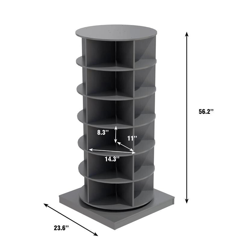 6-Tier 360° Rotating Shoe Rack Organizer Cabinet White Grey