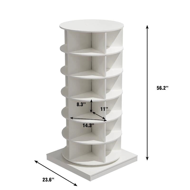 6-Tier 360° Rotating Shoe Rack Organizer Cabinet White Grey