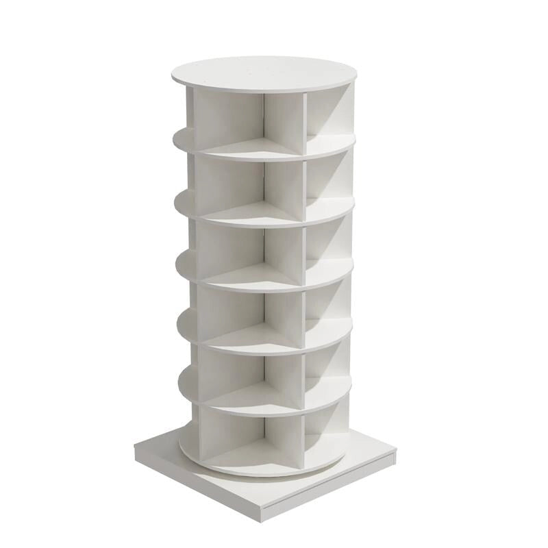 6-Tier 360° Rotating Shoe Rack Organizer Cabinet White Grey