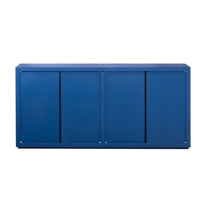 63-Inch Wide Four-Door Sideboard Cabinet with Adjustable Shelves Navy Blue