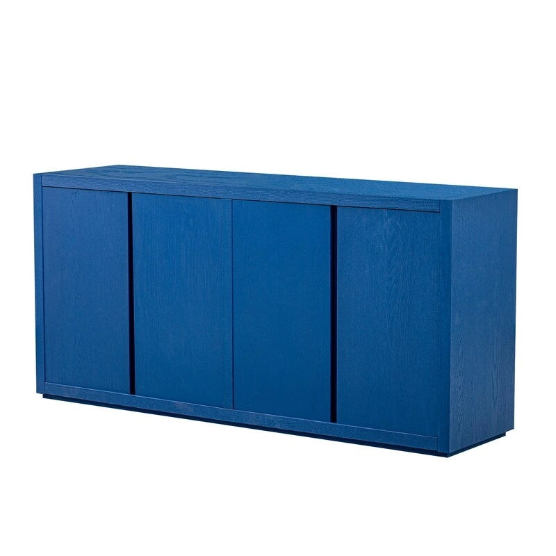 63-Inch Wide Four-Door Sideboard Cabinet with Adjustable Shelves Navy Blue