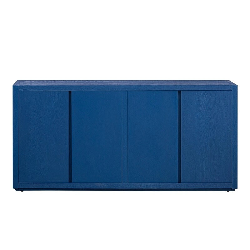 63-Inch Wide Four-Door Sideboard Cabinet with Adjustable Shelves Navy Blue