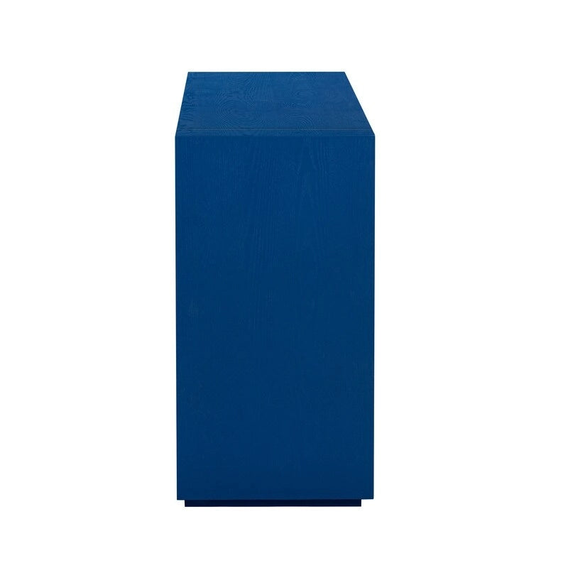 63-Inch Wide Four-Door Sideboard Cabinet with Adjustable Shelves Navy Blue