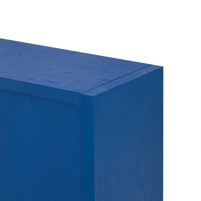 63-Inch Wide Four-Door Sideboard Cabinet with Adjustable Shelves Navy Blue