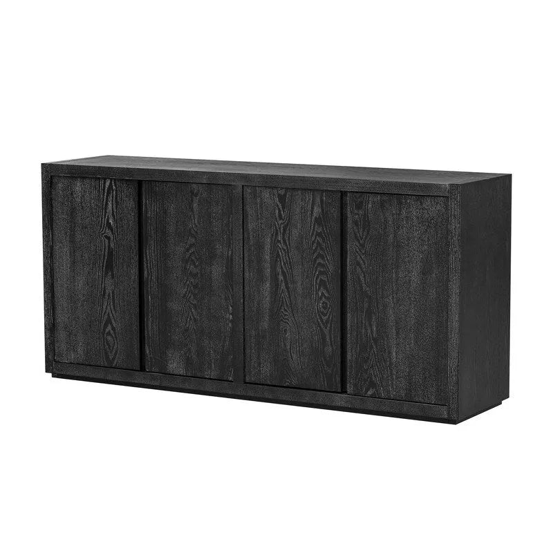 63-Inch Wide Four-Door Sideboard Cabinet with Adjustable Shelves Navy Blue