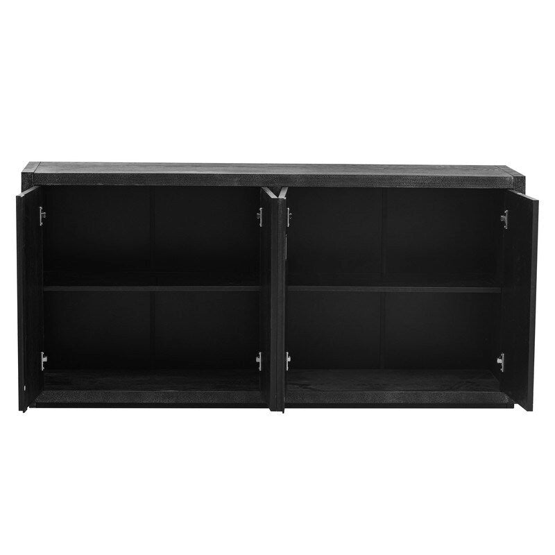 63-Inch Wide Four-Door Sideboard Cabinet with Adjustable Shelves Navy Blue