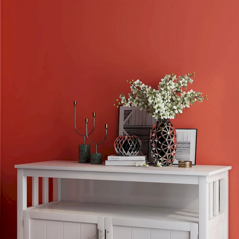 Wit houten dressoir-buffetkast met open vak en dubbele deuren