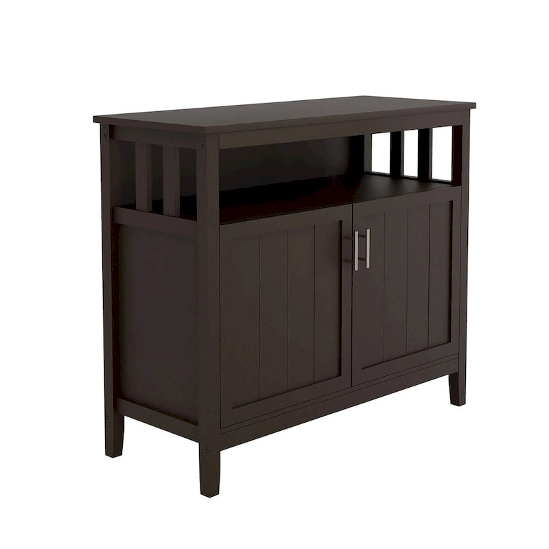 Wit houten dressoir-buffetkast met open vak en dubbele deuren