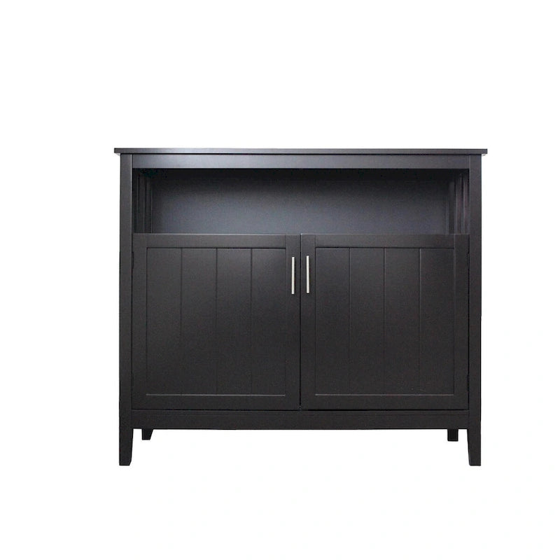 Wit houten dressoir-buffetkast met open vak en dubbele deuren