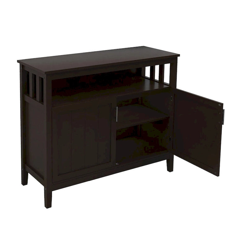 Wit houten dressoir-buffetkast met open vak en dubbele deuren