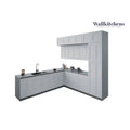 L-förmiger weißer Küchenunterschrank und -oberschrank mit matter Oberfläche und Stauraum 108x24