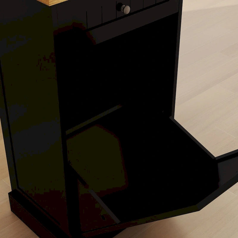 Freestanding Black Kitchen Tilt-Out Trash Cabinet with Drawer