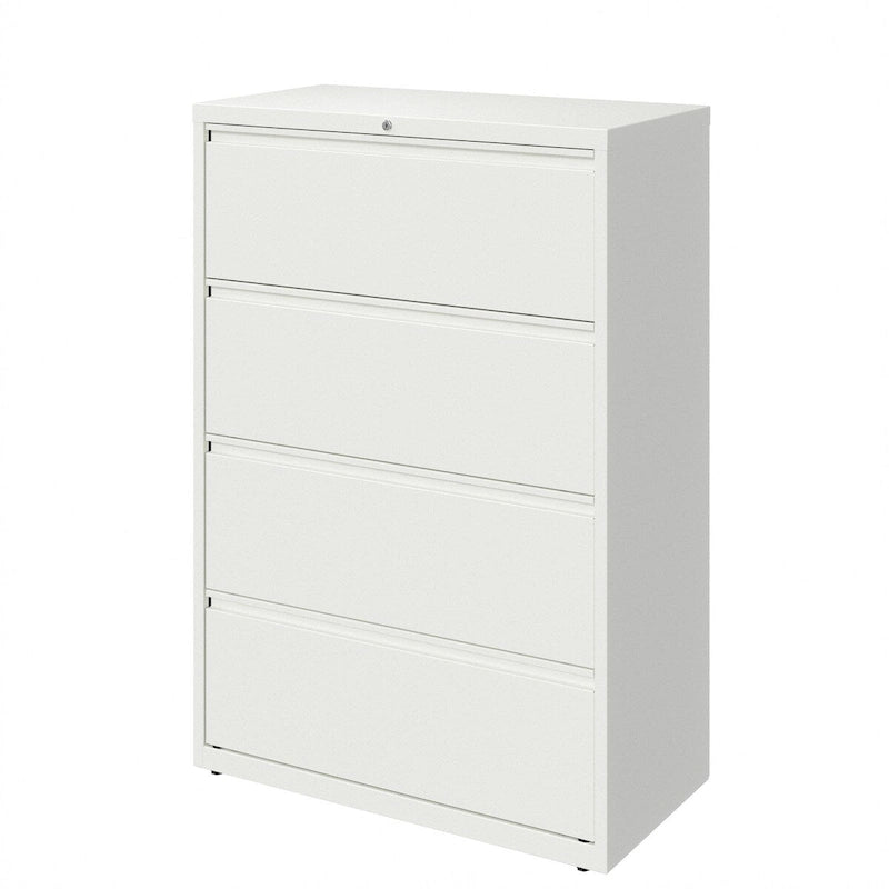 36W 4-Drawer Lateral File Cabinet Matte Finish Home Office Steel Black White