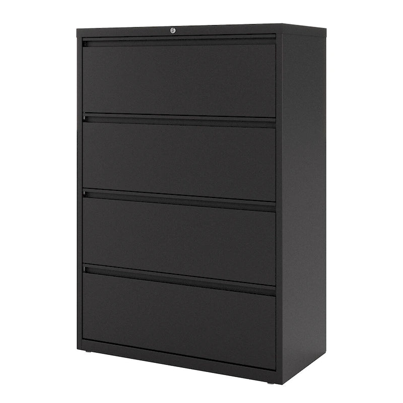36W 4-Drawer Lateral File Cabinet Matte Finish Home Office Steel Black White