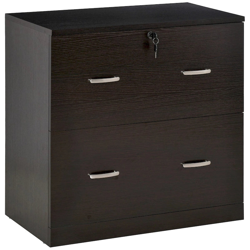 2-Drawer Lateral File Cabinet with Lock and Keys, Brown
