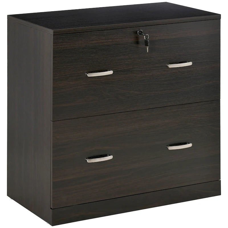 2-Drawer Lateral File Cabinet with Lock and Keys, Brown