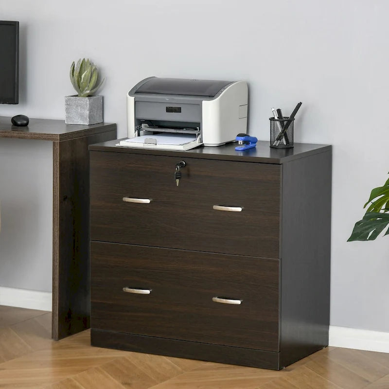 2-Drawer Lateral File Cabinet with Lock and Keys, Brown