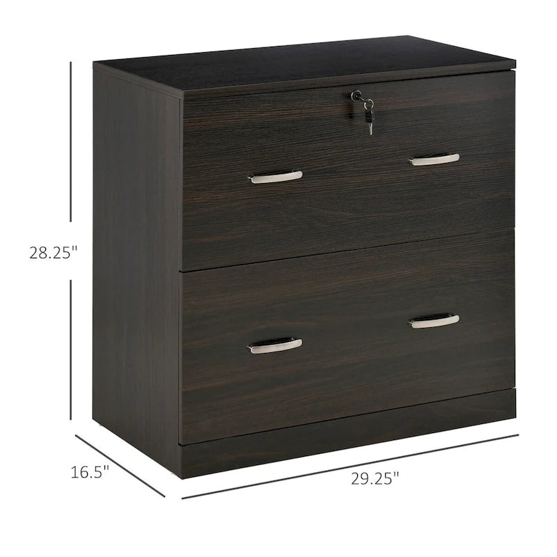 2-Drawer Lateral File Cabinet with Lock and Keys, Brown