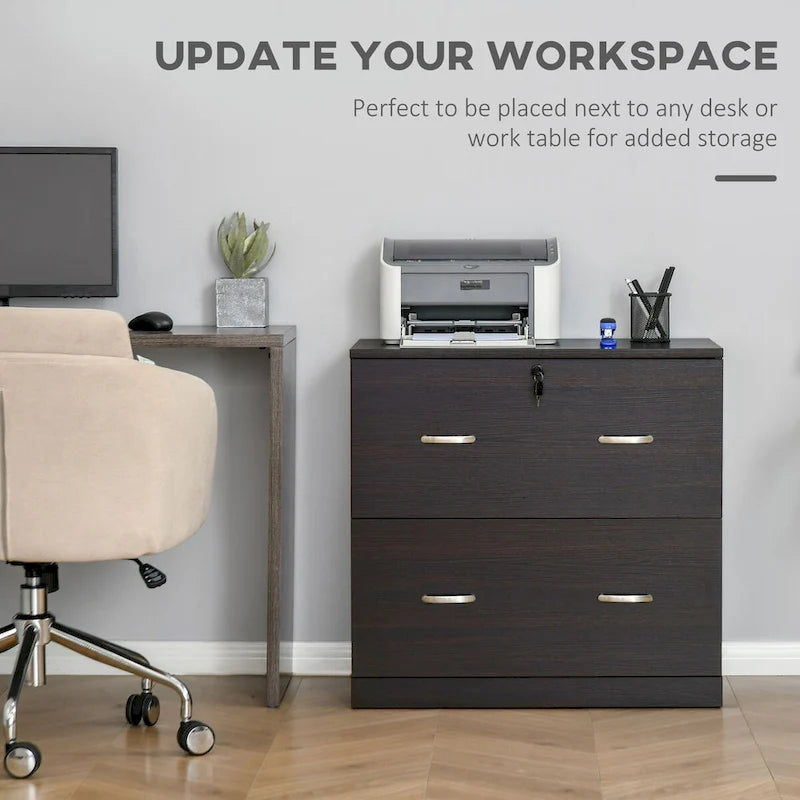 2-Drawer Lateral File Cabinet with Lock and Keys, Brown