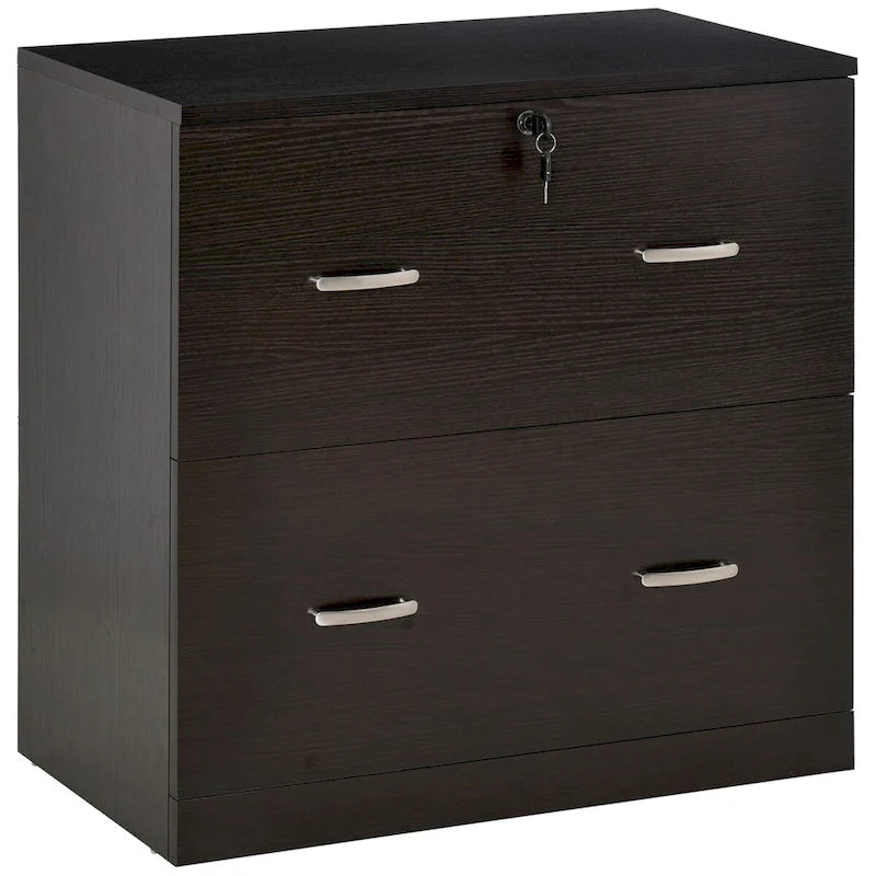 2-Drawer Lateral File Cabinet with Lock and Keys, Brown
