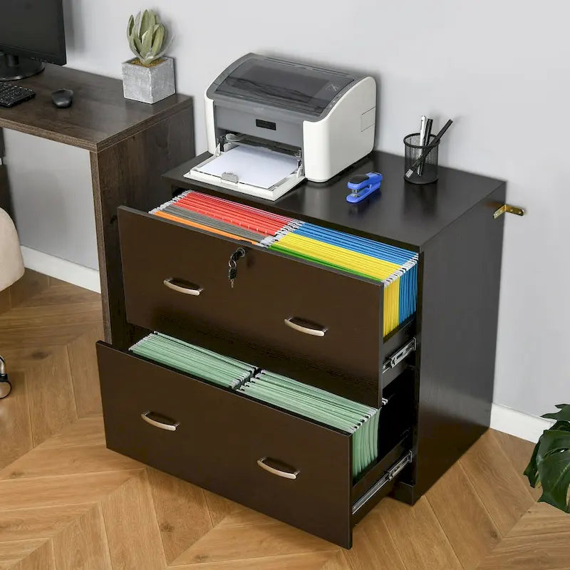 2-Drawer Lateral File Cabinet with Lock and Keys, Brown