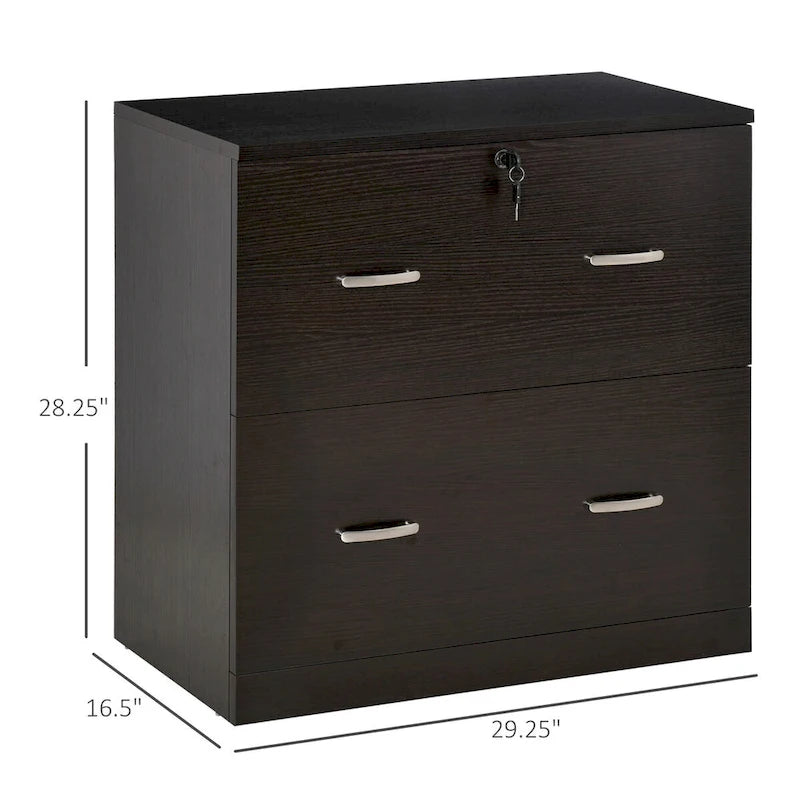 2-Drawer Lateral File Cabinet with Lock and Keys, Brown
