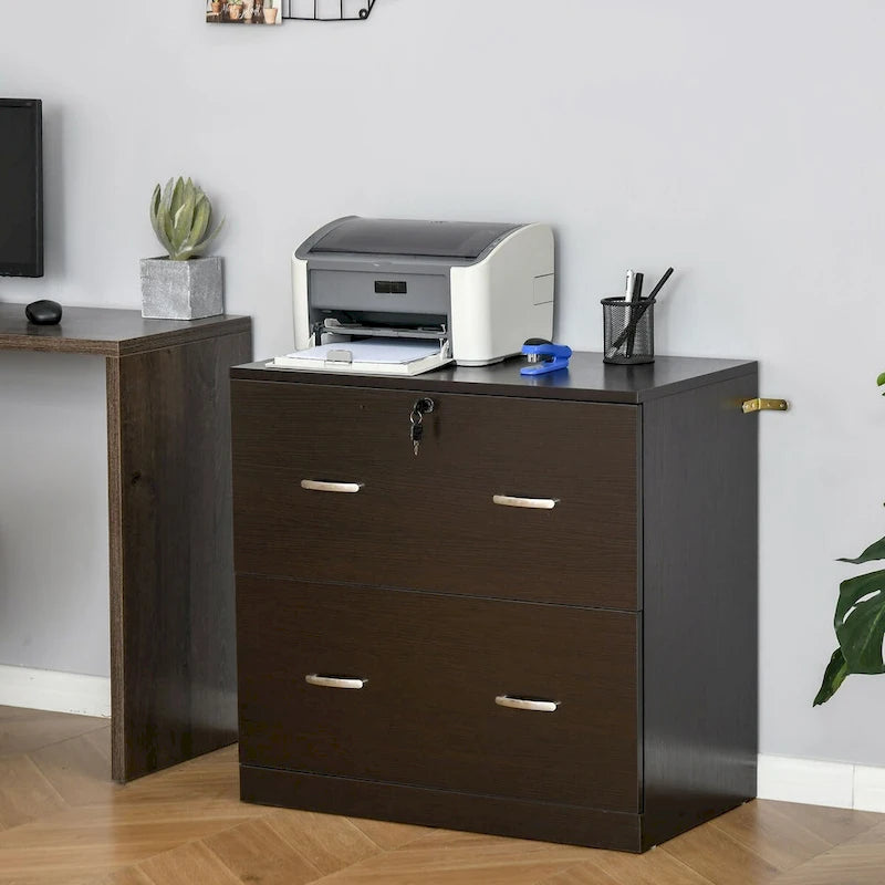 2-Drawer Lateral File Cabinet with Lock and Keys, Brown