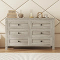 6-Drawer Wooden Dresser Chest with Bronze Knobs Antique Gray