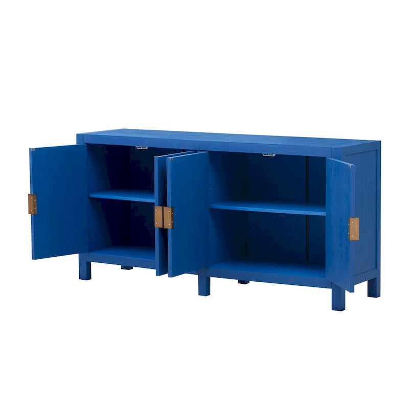 4-Door Ash Veneer Sideboard with Radiating Line Pattern in Black or Navy Blue