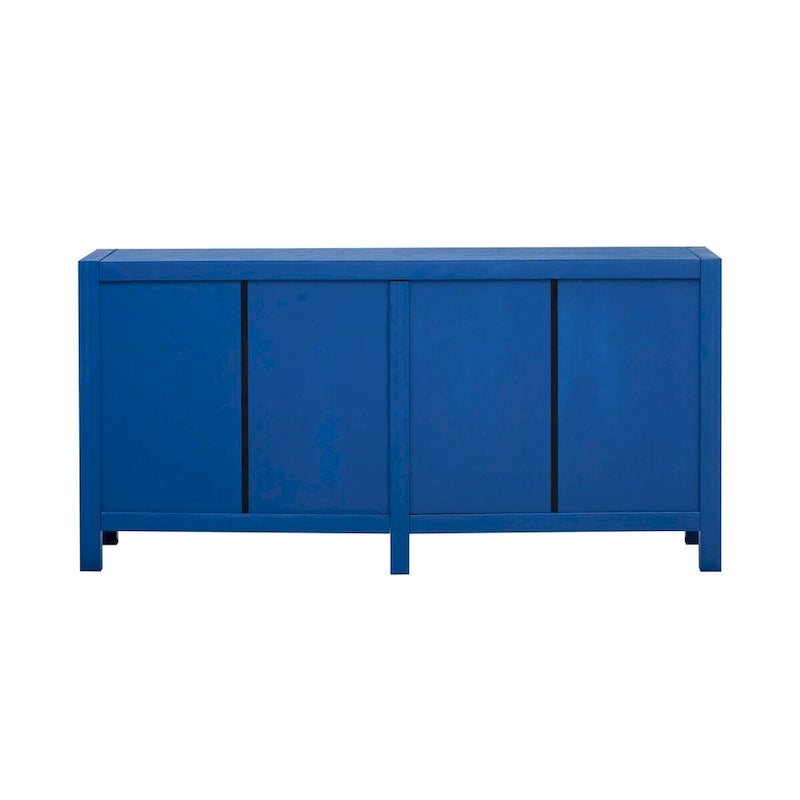 4-Door Ash Veneer Sideboard with Radiating Line Pattern in Black or Navy Blue
