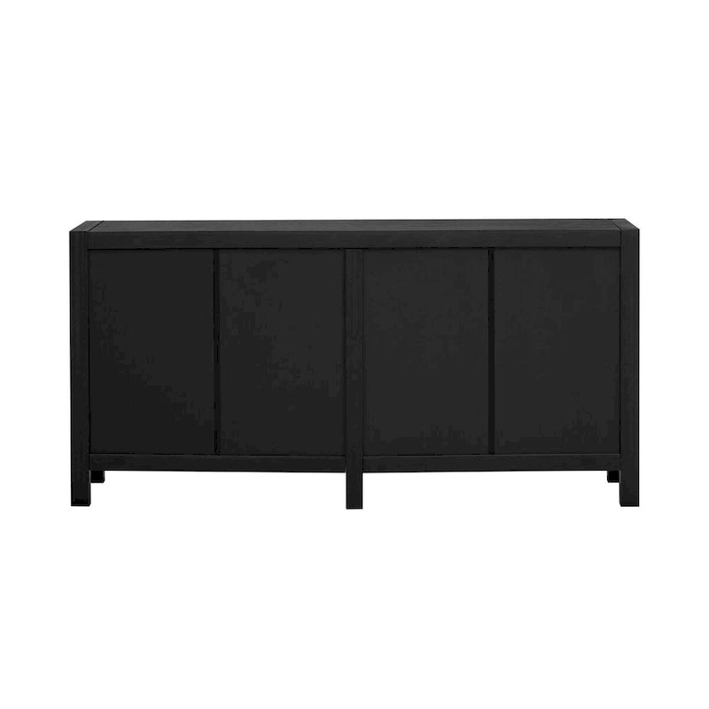 4-Door Ash Veneer Sideboard with Radiating Line Pattern in Black or Navy Blue