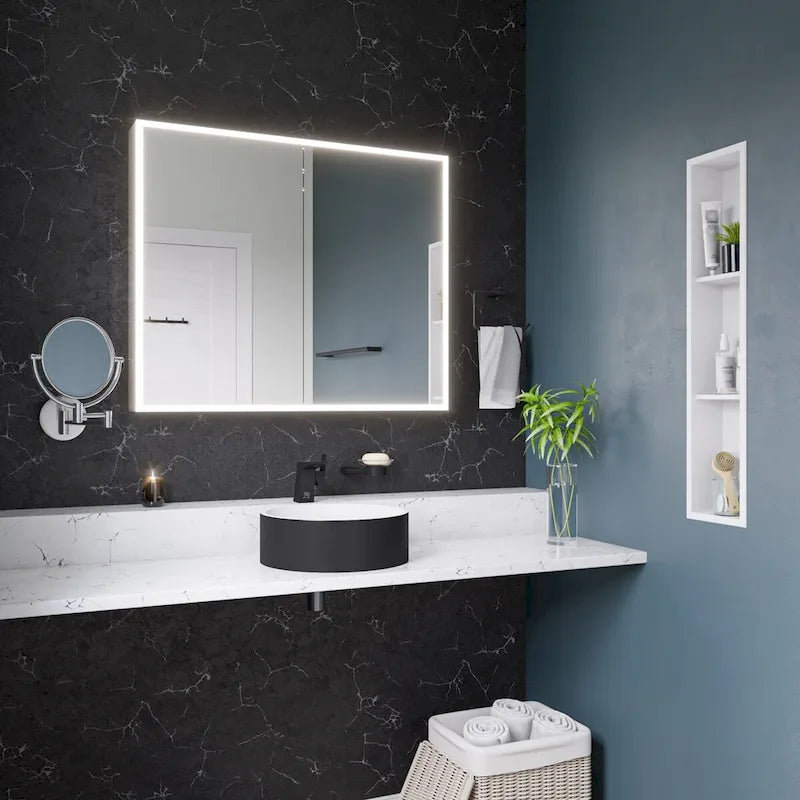 8 x 36 witte, matte roestvrijstalen verticale drievoudige nis voor in de douche
