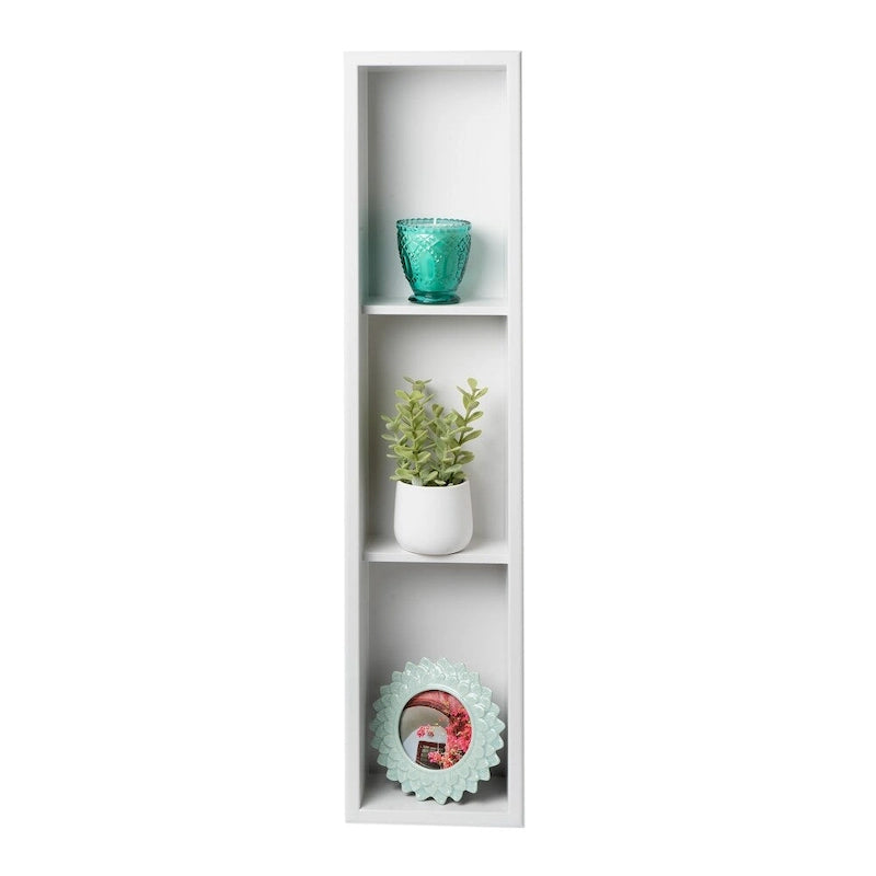 8 x 36 witte, matte roestvrijstalen verticale drievoudige nis voor in de douche