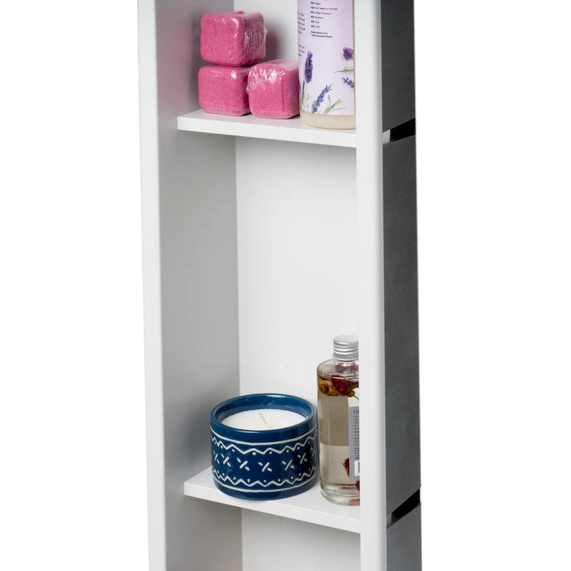 8 x 36 witte, matte roestvrijstalen verticale drievoudige nis voor in de douche