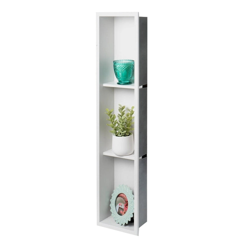 8 x 36 witte, matte roestvrijstalen verticale drievoudige nis voor in de douche