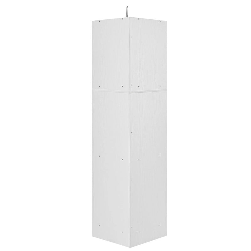 Hoher weißer Eck-Badezimmerschrank, freistehender MDF-Stauraum mit verstellbaren Einlegeböden und Türen
