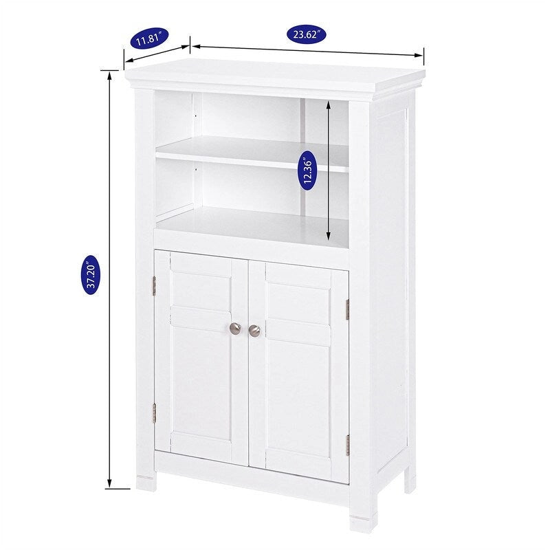 Freestanding Bathroom Storage Cabinet with Double Doors Open Shelves White Espresso