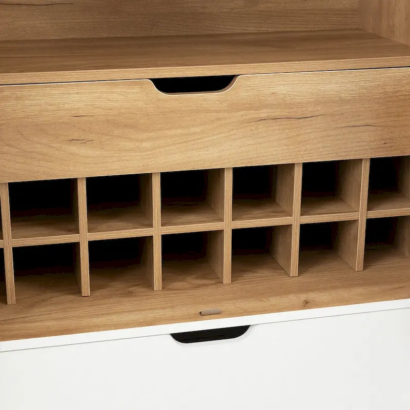 Industrieller Bar- und Getränkeschrank aus Metall und Holz mit Weinregal, Schublade und Glashalter