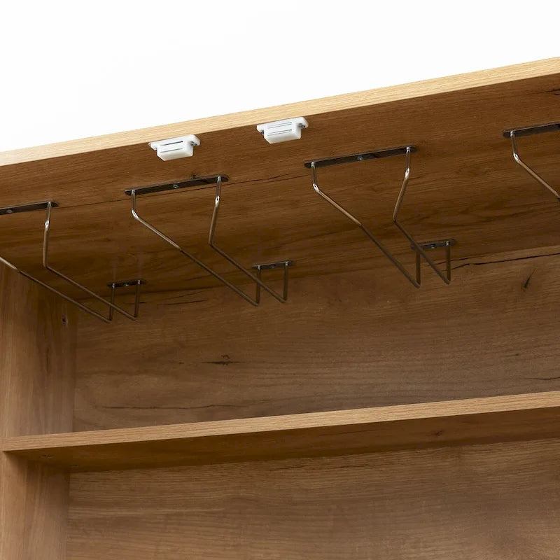 Industrieller Bar- und Getränkeschrank aus Metall und Holz mit Weinregal, Schublade und Glashalter