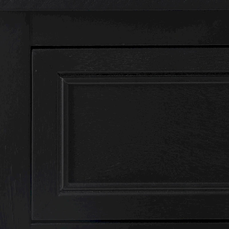 Black Wood Cabinet with Rattan Door Gold Knobs and Single Drawer