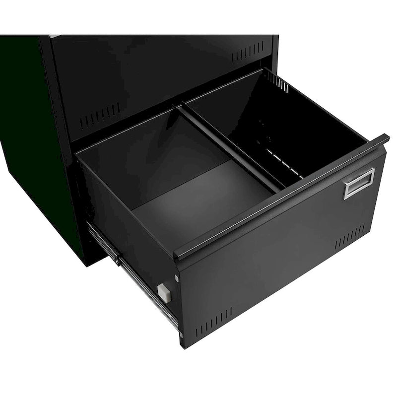 2-Drawer Metal Lateral File Cabinet with Lock, Black, Heavy-Duty Office Storage